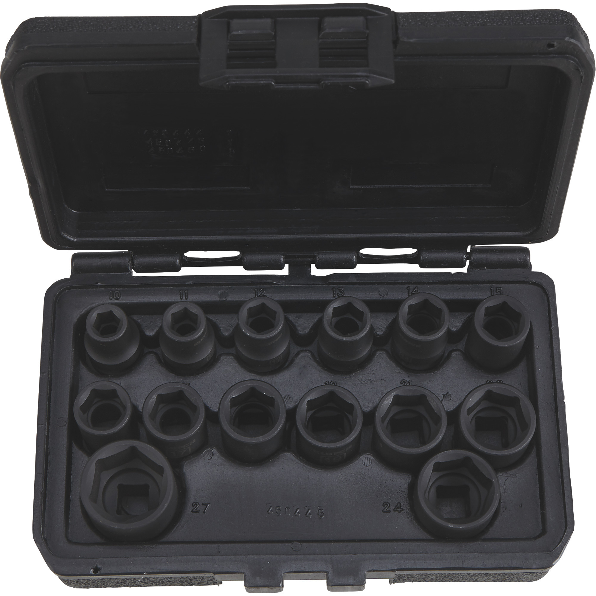 Klutch Chrome Moly 1/2in.Drive Impact Socket Set, 14Pc., Metric